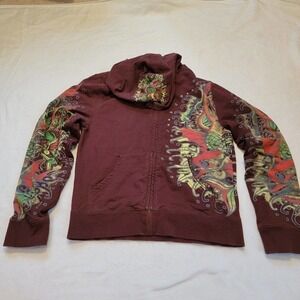 CIRCLE of Life Graphic Design Full Zip Hoodie Sz L 100% Cotton See Description